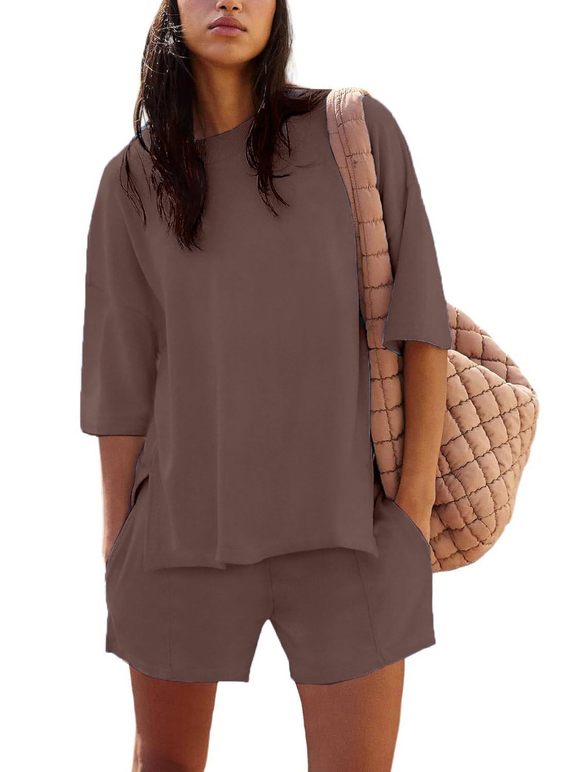 Women's Casual Matching Set with Slit Top and Shorts (Buy 2 Free Shipping)
