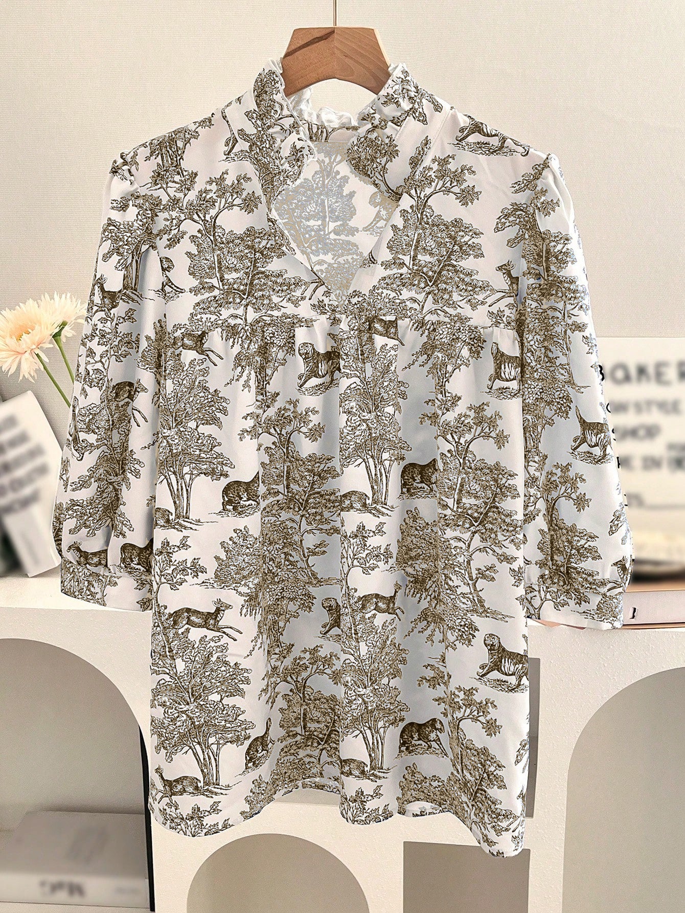 Women's V-neck Ruffle Collar Printed Shirts (Buy 2 Free Shipping)