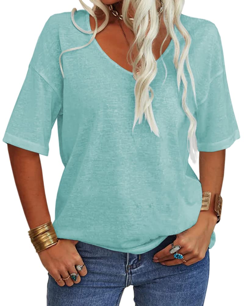 Women's Casual V-neck Solid Color Basic Tee (Buy 3 Free Shipping)
