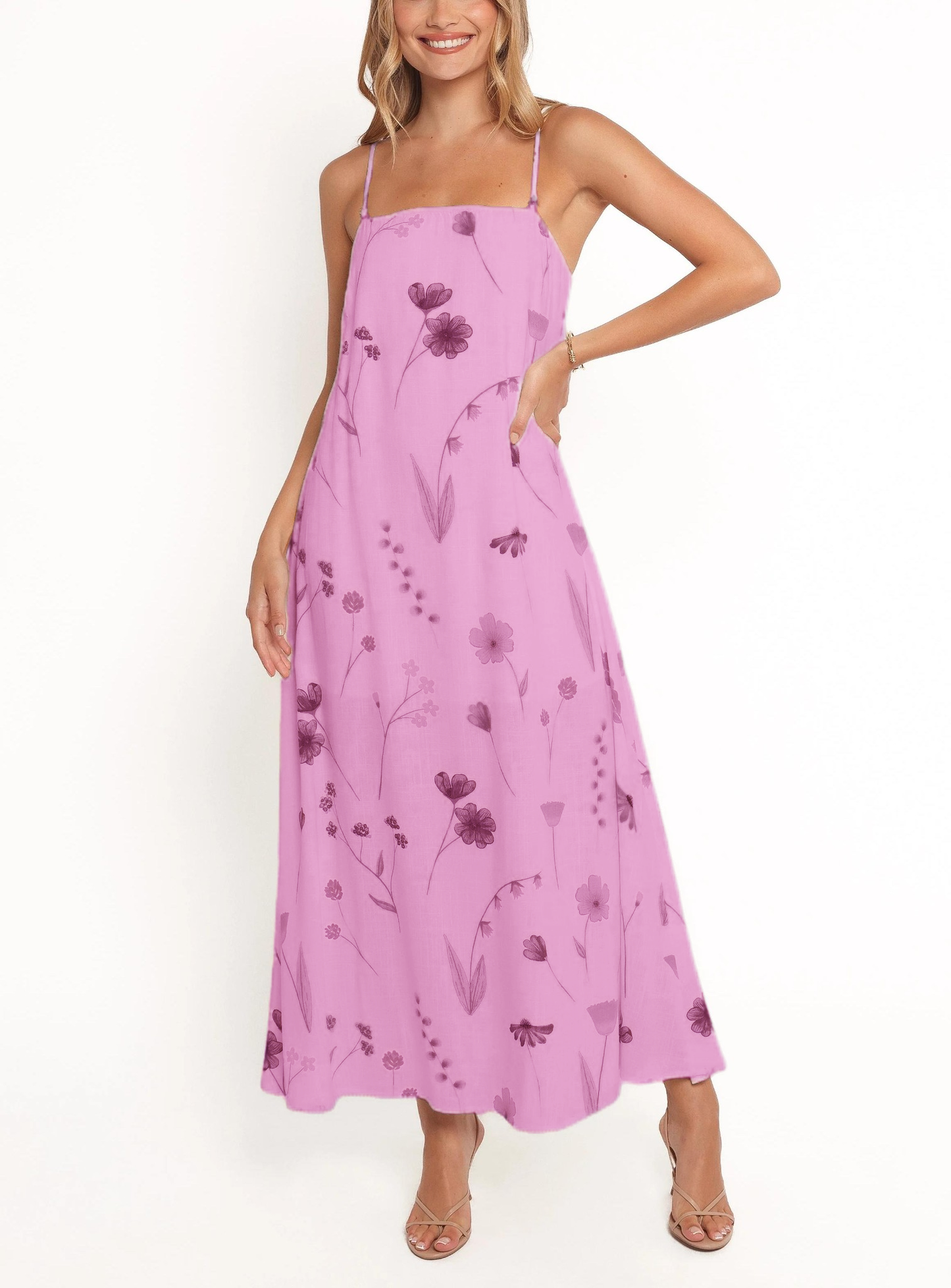 Women's Summer Spaghetti Strap Floral Print Maxi Dress (Buy 2 Free Shipping)
