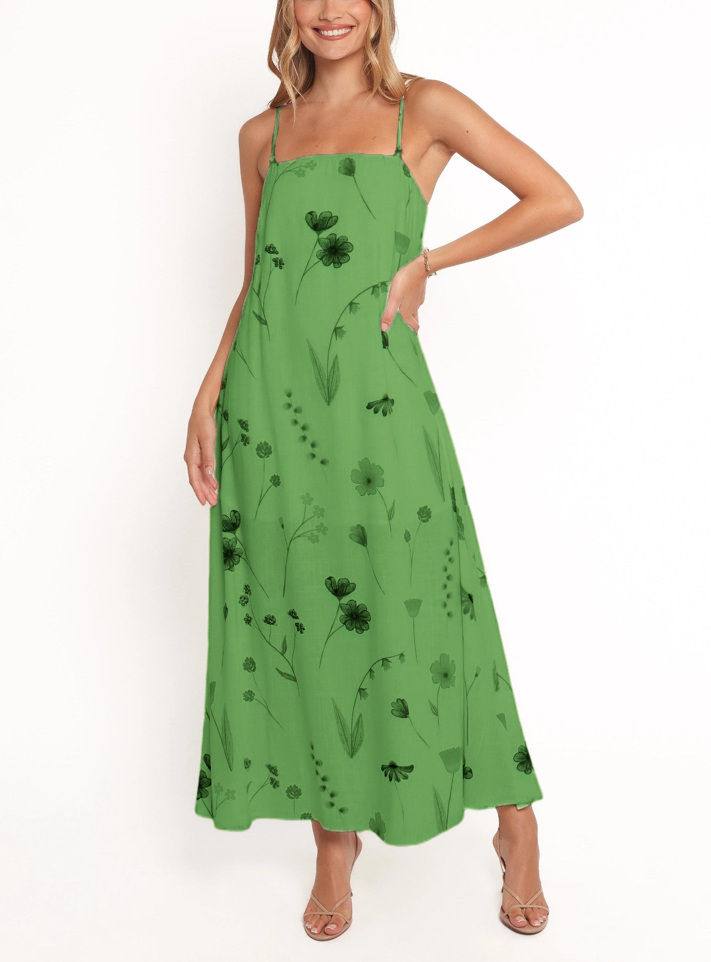 Women's Summer Spaghetti Strap Floral Print Maxi Dress (Buy 2 Free Shipping)