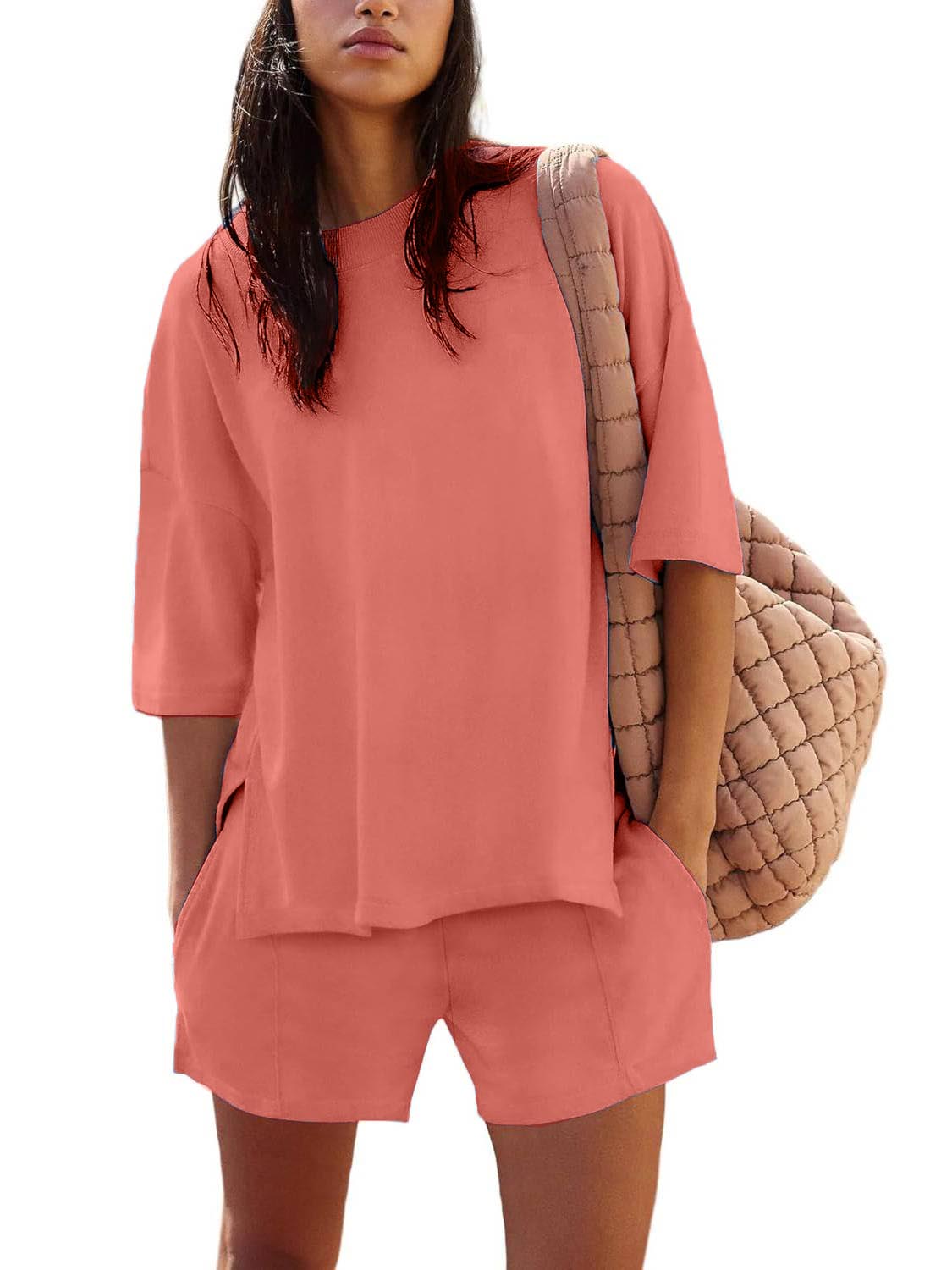 Women's Casual Matching Set with Slit Top and Shorts (Buy 2 Free Shipping)