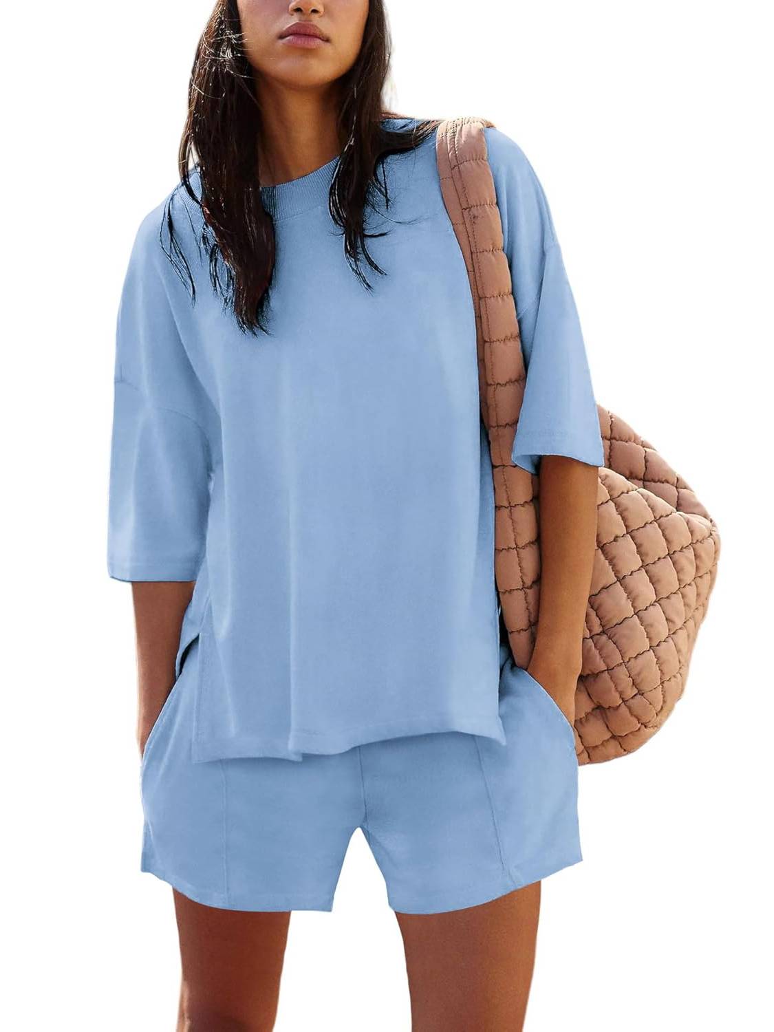 Women's Casual Matching Set with Slit Top and Shorts (Buy 2 Free Shipping)