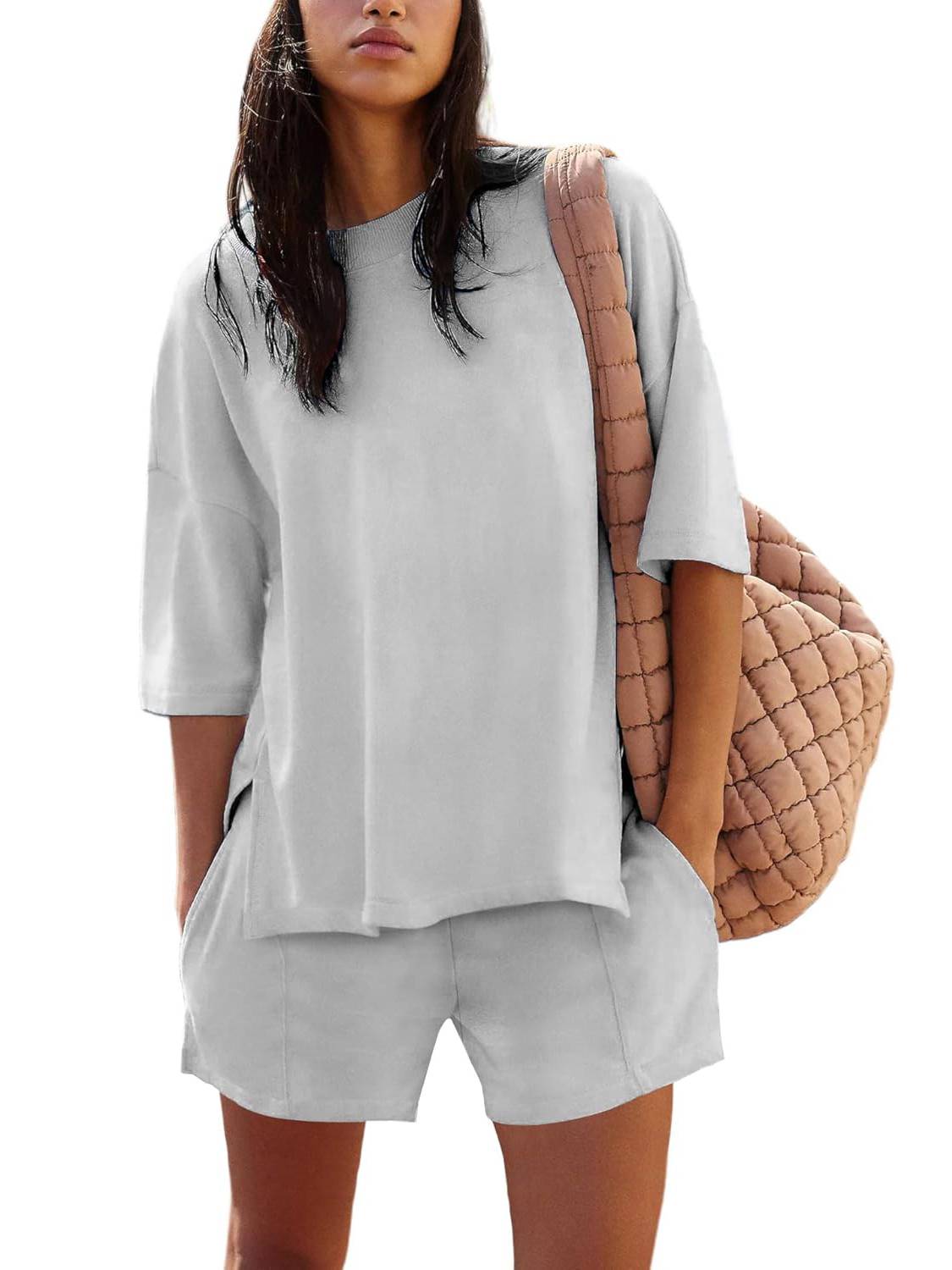 Women's Casual Matching Set with Slit Top and Shorts (Buy 2 Free Shipping)