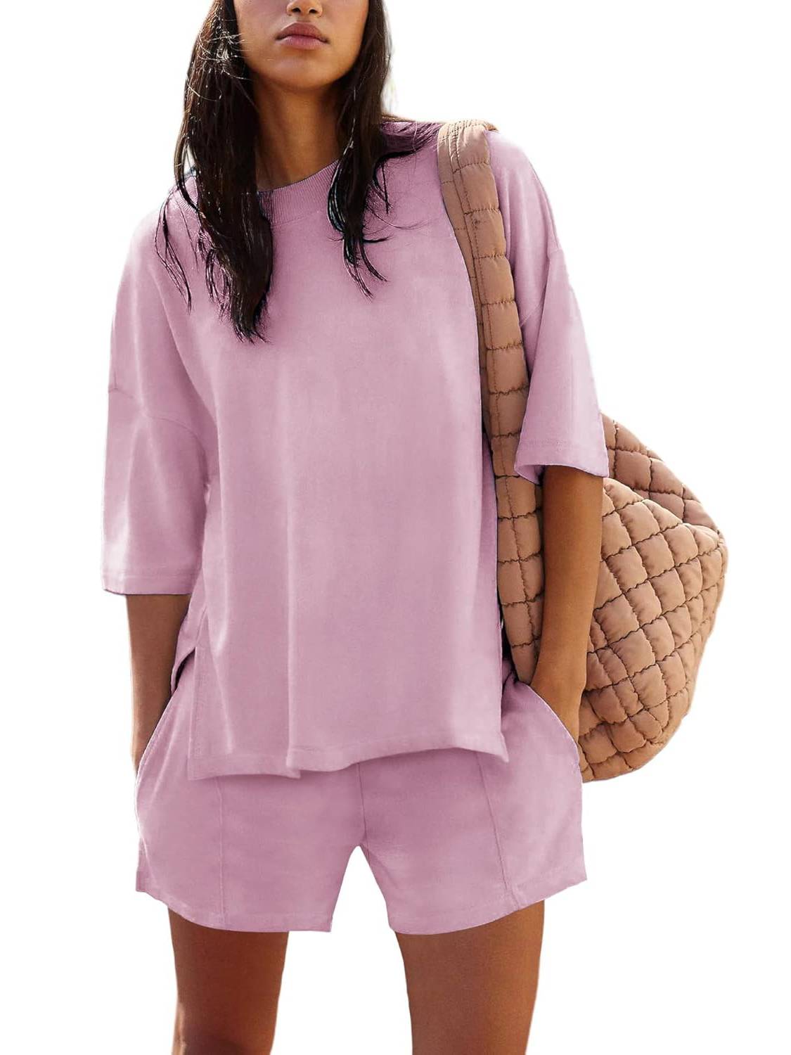 Women's Casual Matching Set with Slit Top and Shorts (Buy 2 Free Shipping)