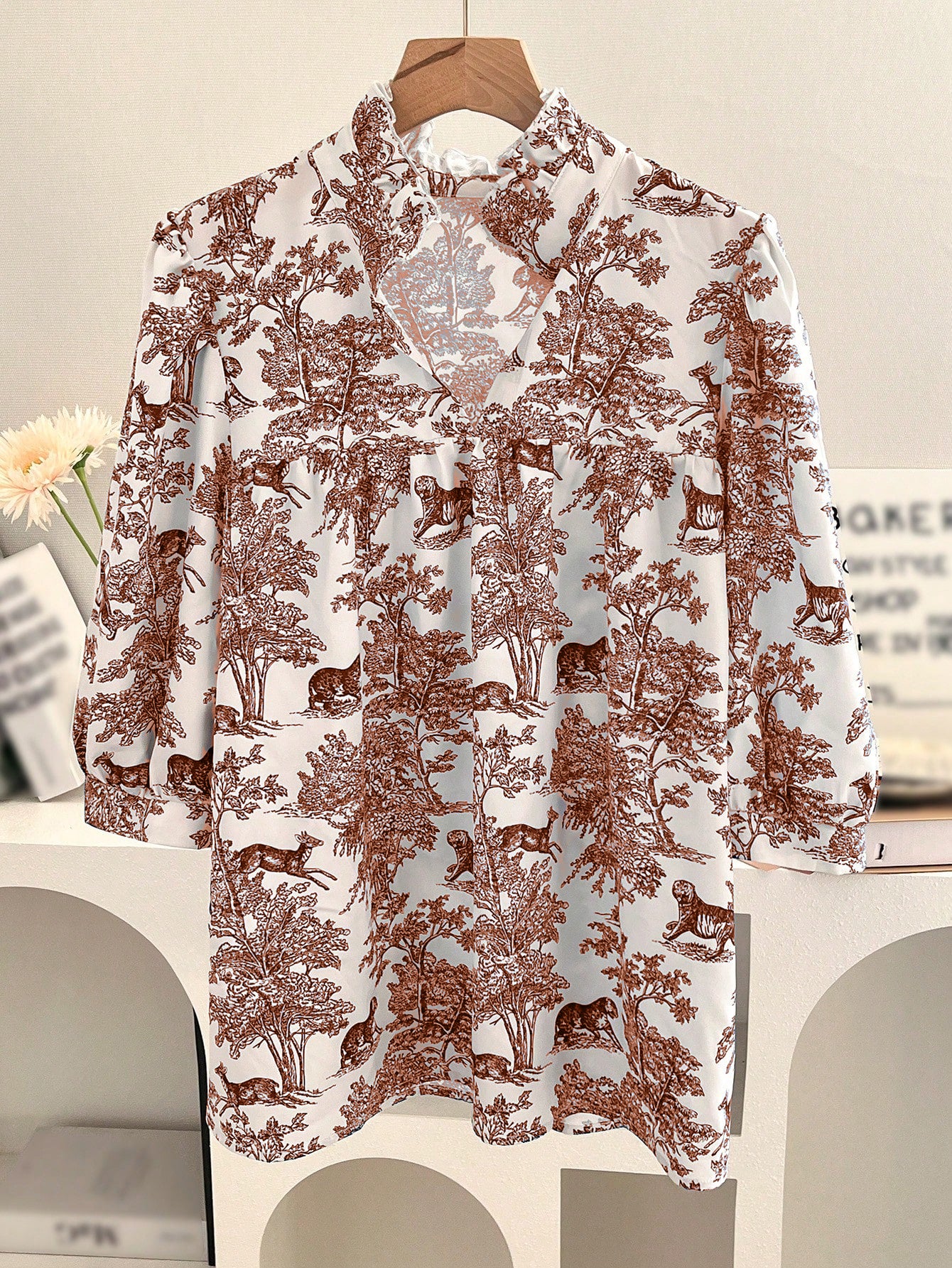 Women's V-neck Ruffle Collar Printed Shirts (Buy 2 Free Shipping)