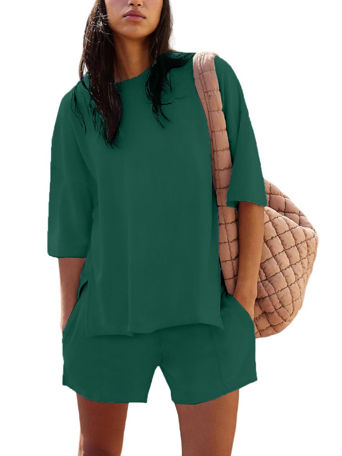 Women's Casual Matching Set with Slit Top and Shorts (Buy 2 Free Shipping)