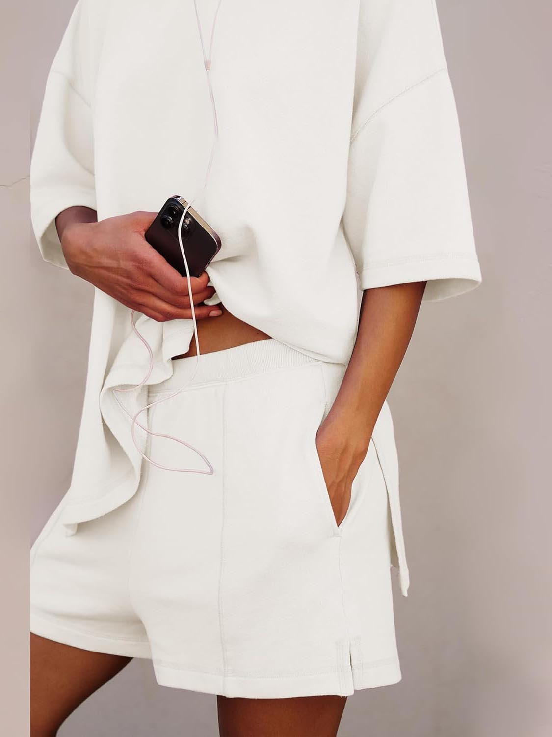 Women's Casual Matching Set with Slit Top and Shorts (Buy 2 Free Shipping)