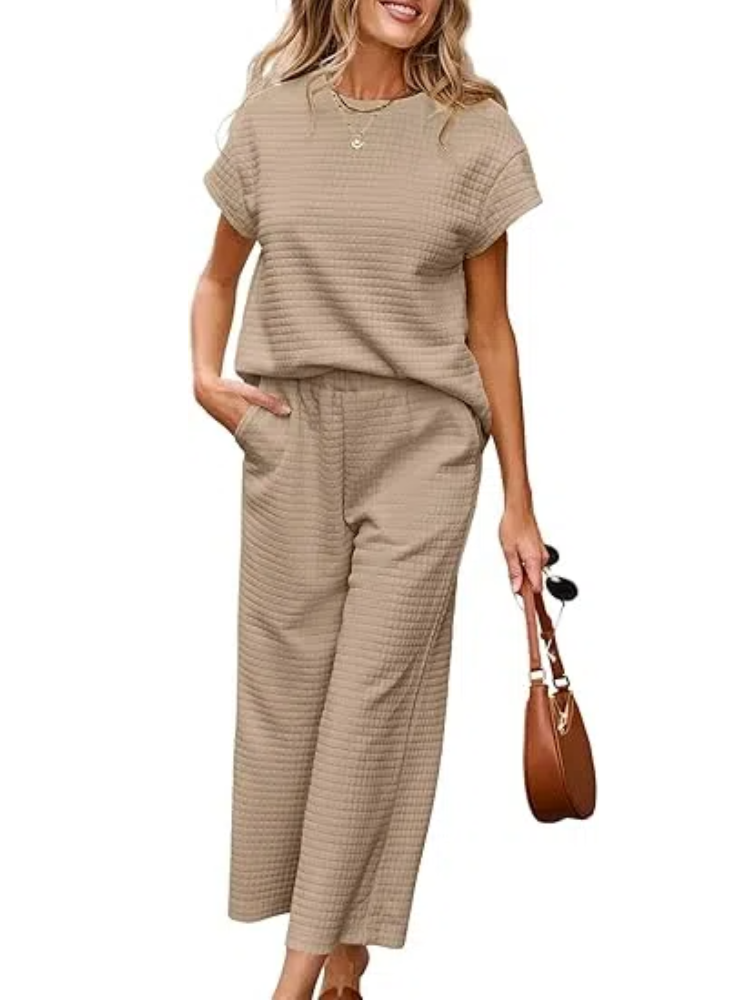 Women's Casual Textured Tops and Wide Leg Pants Lounge Sets (Buy 2 Free Shipping)
