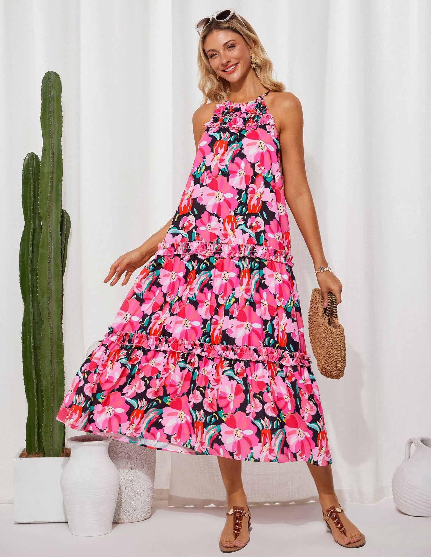 Women's Halter Neck Floral Print Vacation Dress (Buy 2 Free Shipping)