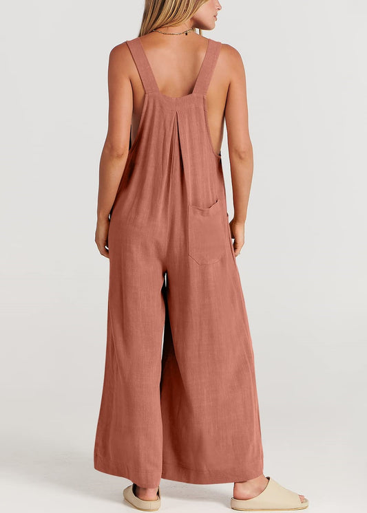 Sleeveless Wide Leg Jumpsuit with Pockets (Buy 2 Free Shipping)
