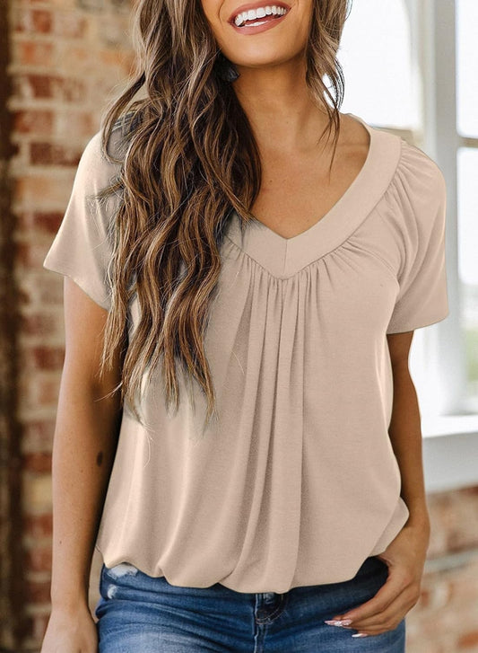 Women's Casual Short Sleeve V Neck Basic T-shirts (Buy 3 Free Shipping)