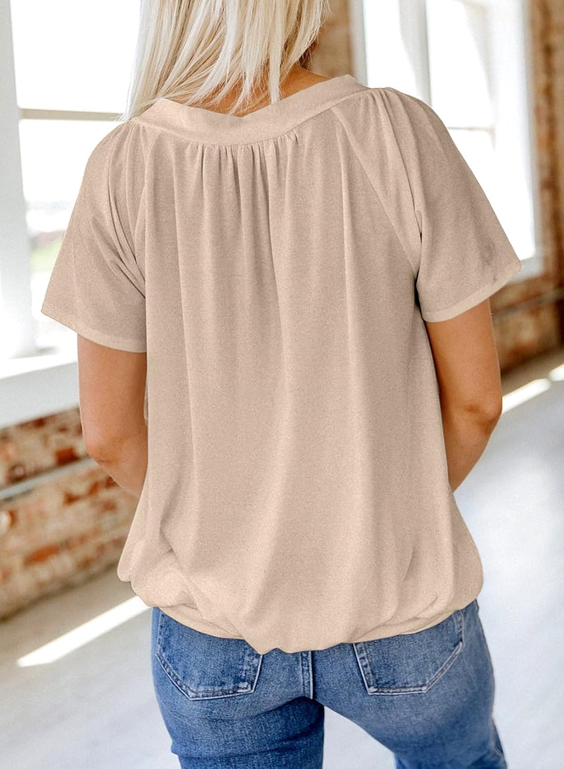 Women's Casual Short Sleeve V Neck Basic T-shirts (Buy 3 Free Shipping)