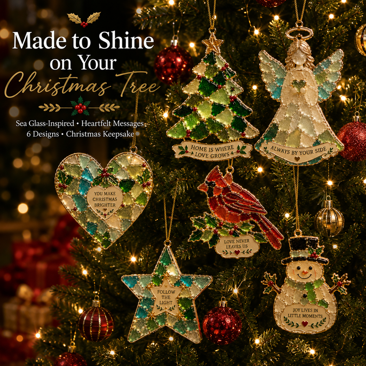 π Sea Glass Christmas Blessing Ornaments
