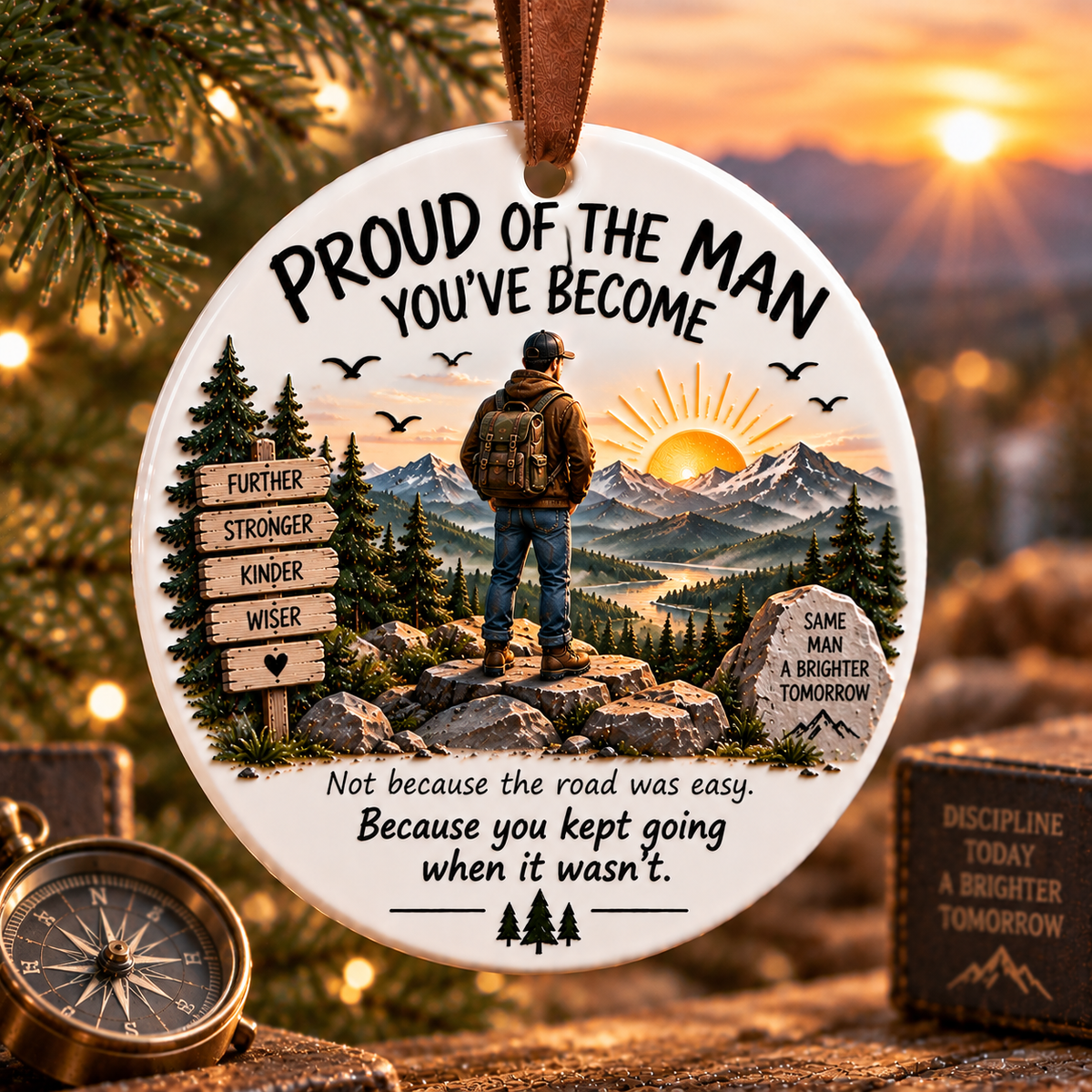🏔️ Keep Going Men’s Motivational Ornament