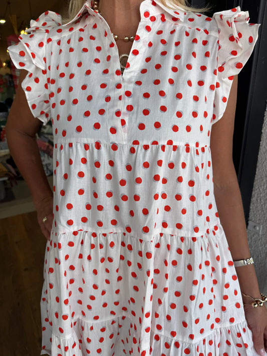 Women's Summer V-neck Polka Dot Mini Dress (Buy 2 Free Shipping)