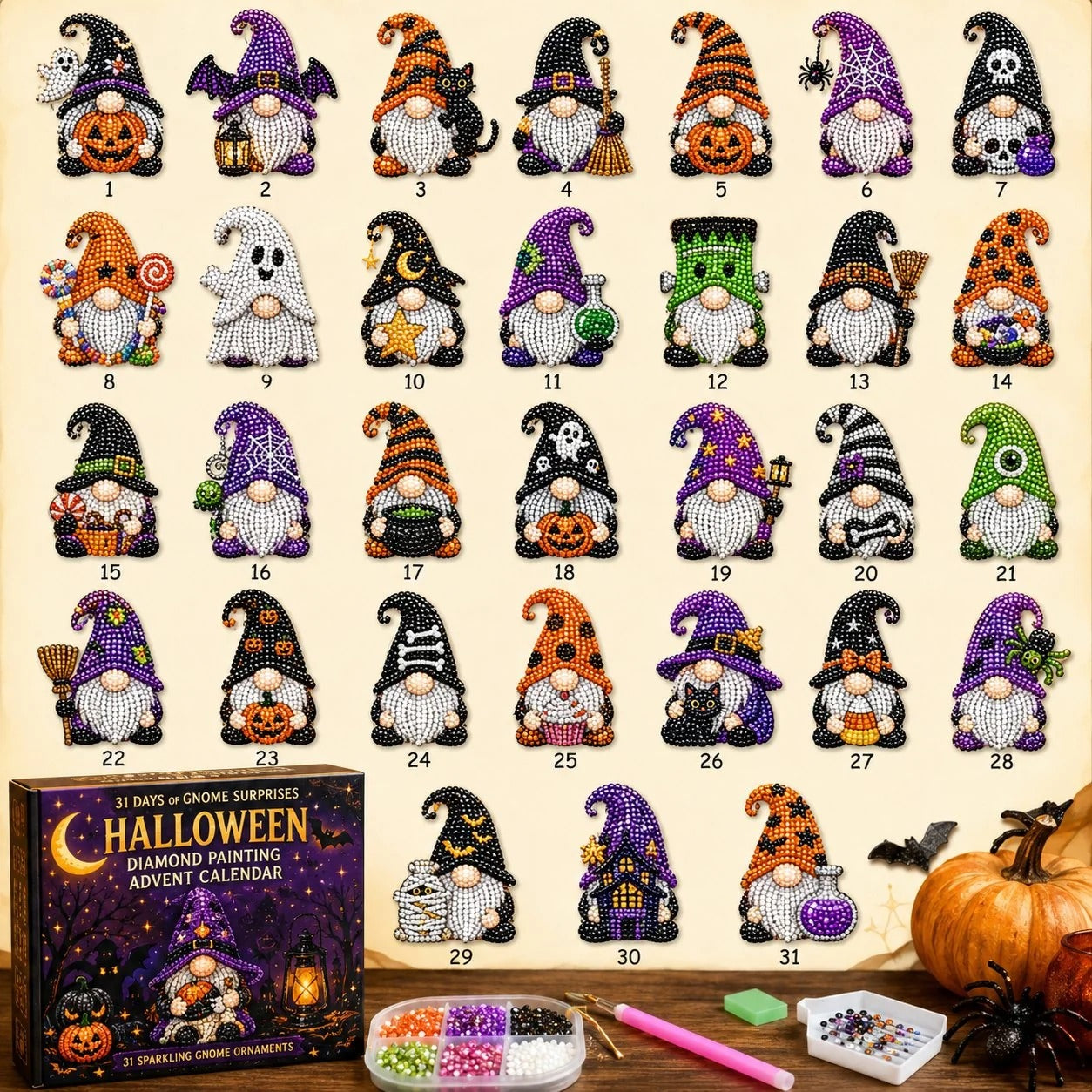 πβ¨ 31 Days of Gnome Surprises Halloween Diamond Painting Advent Calendar
