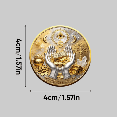 ๐ฐ3D Wealth Coin โ Gold-Tone Prosperity Symbol with Double-Sided Relief