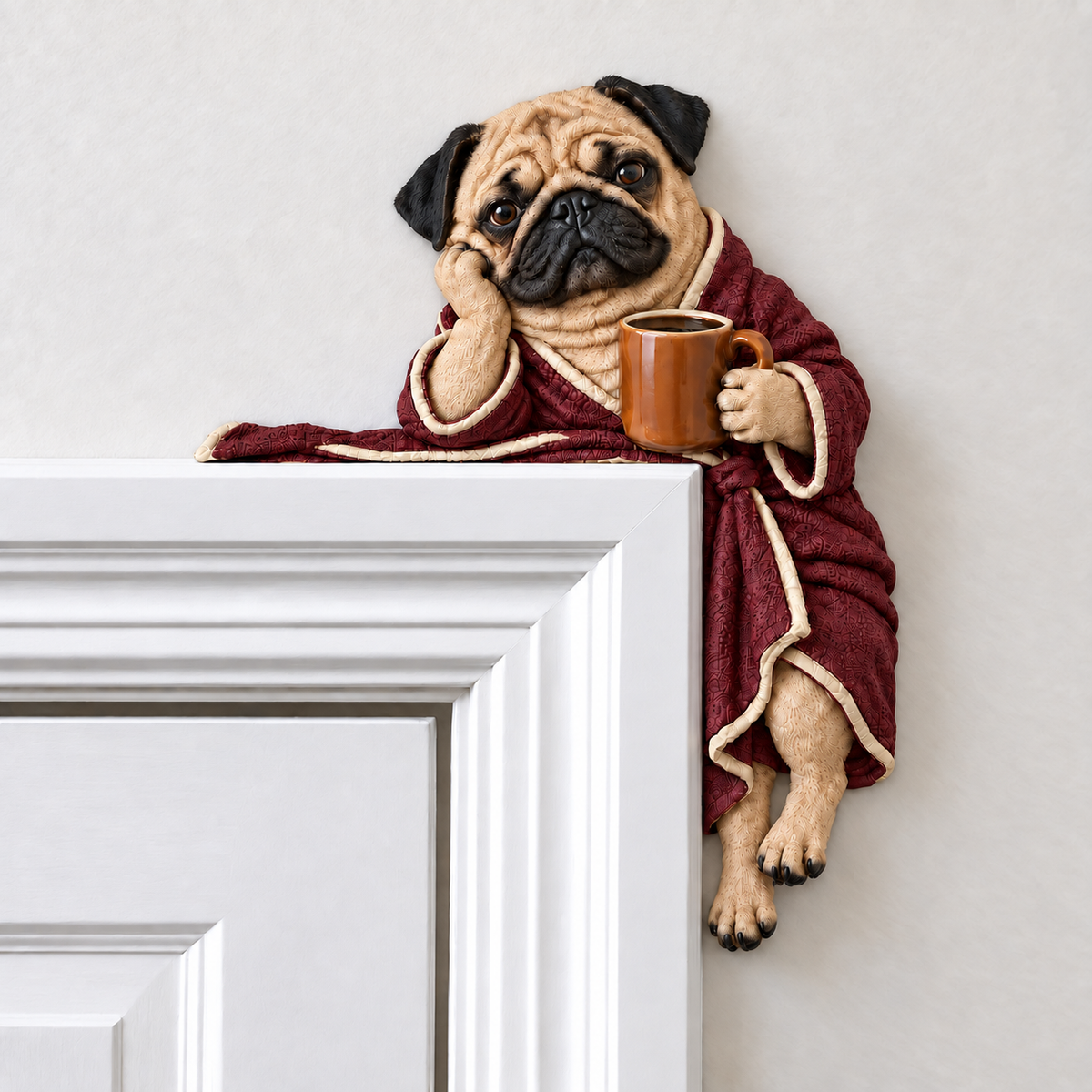 đśCozy Coffee Pug Door Corner Topper