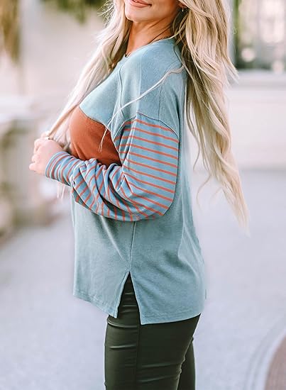 Women's Cute Color Block Long Sleeve Casual Top (Buy 2 Free Shipping)
