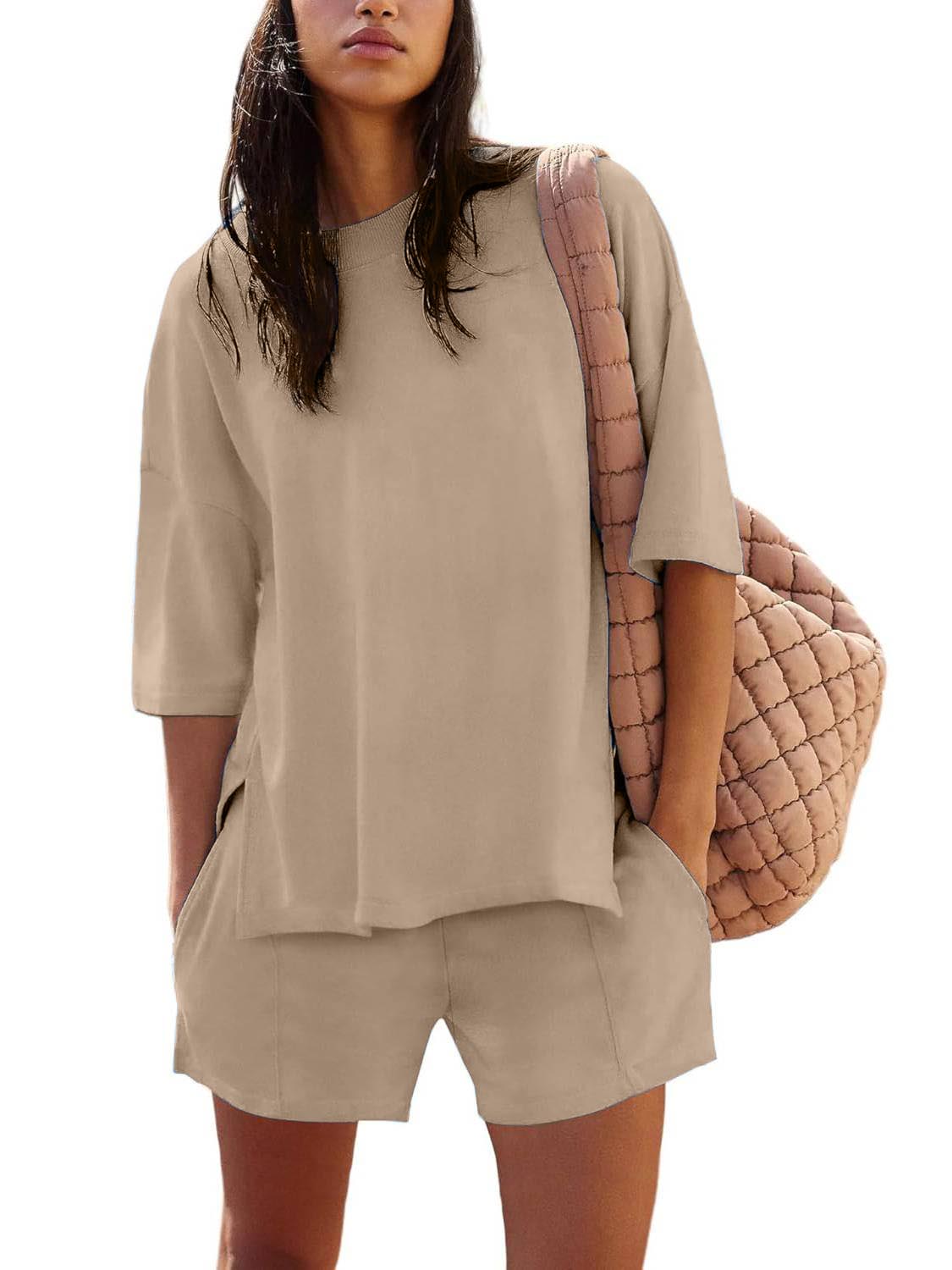 Women's Casual Matching Set with Slit Top and Shorts (Buy 2 Free Shipping)