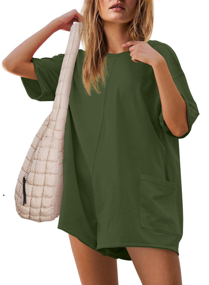 Women's Summer Oversized Reversible Tee Romper (Buy 2 Free Shipping)