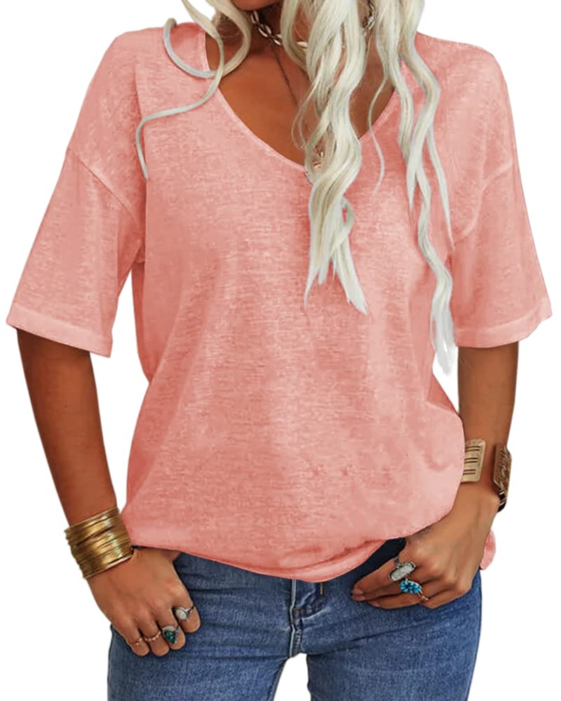 Women's Casual V-neck Solid Color Basic Tee (Buy 3 Free Shipping)