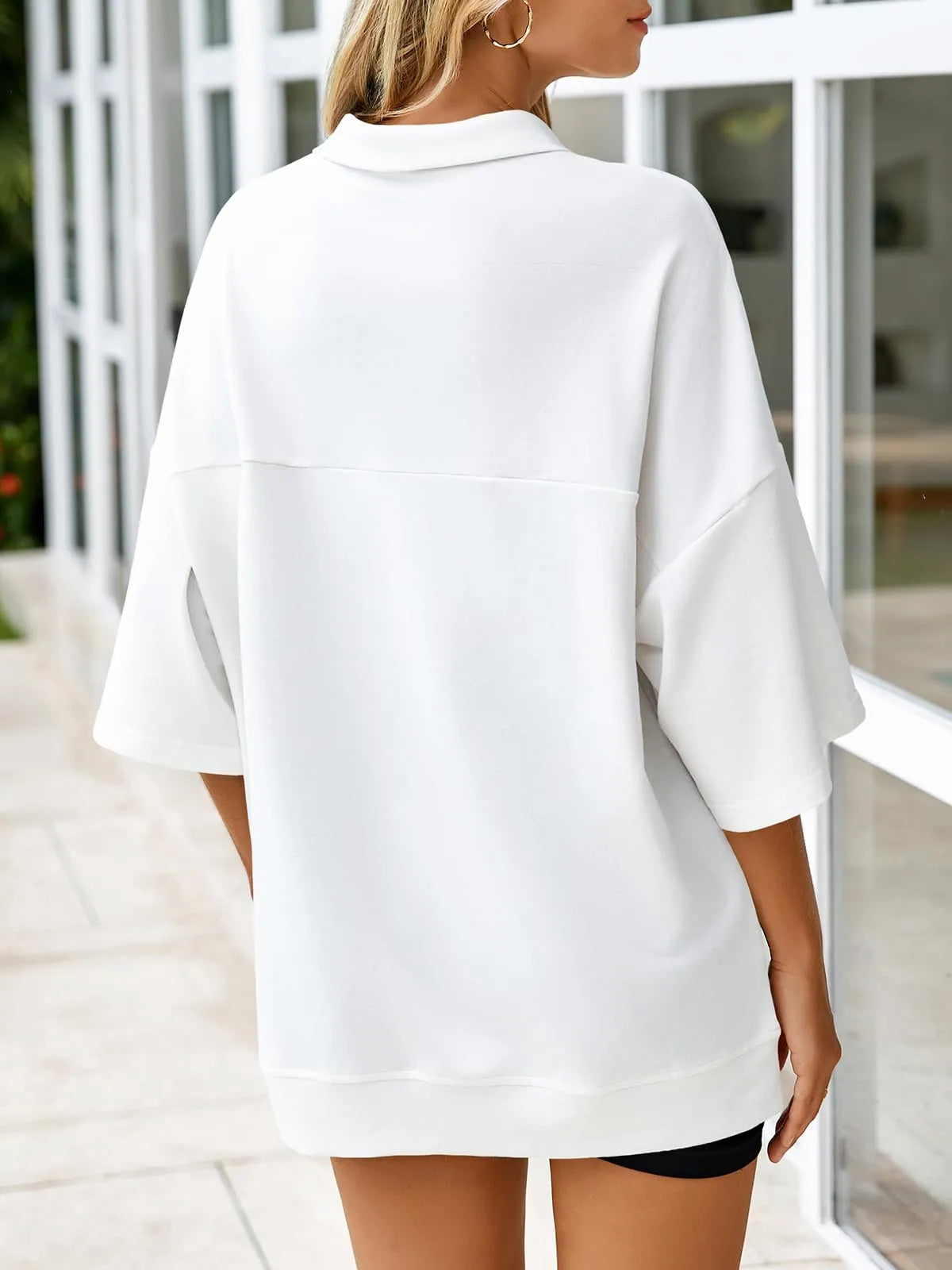 Women's Oversized 3/4 Sleeve Zipper Pullover (Buy 2 Free Shipping)