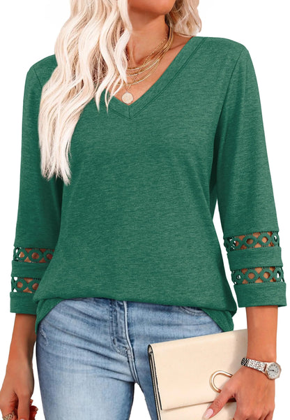 Women's 3/4 Length Sleeve Trendy V Neck T-Shirts (Buy 3 Free Shipping)