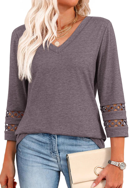 Women's 3/4 Length Sleeve Trendy V Neck T-Shirts (Buy 3 Free Shipping)