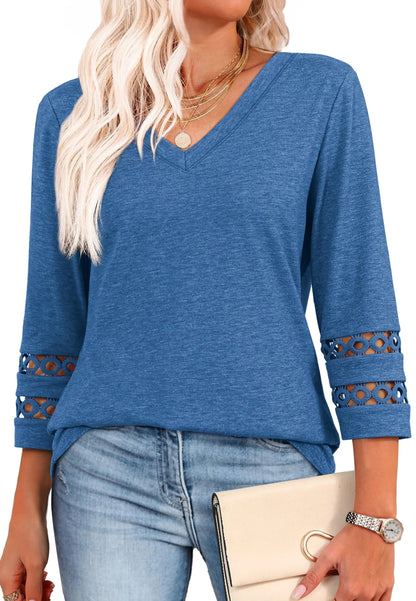 Women's 3/4 Length Sleeve Trendy V Neck T-Shirts (Buy 3 Free Shipping)