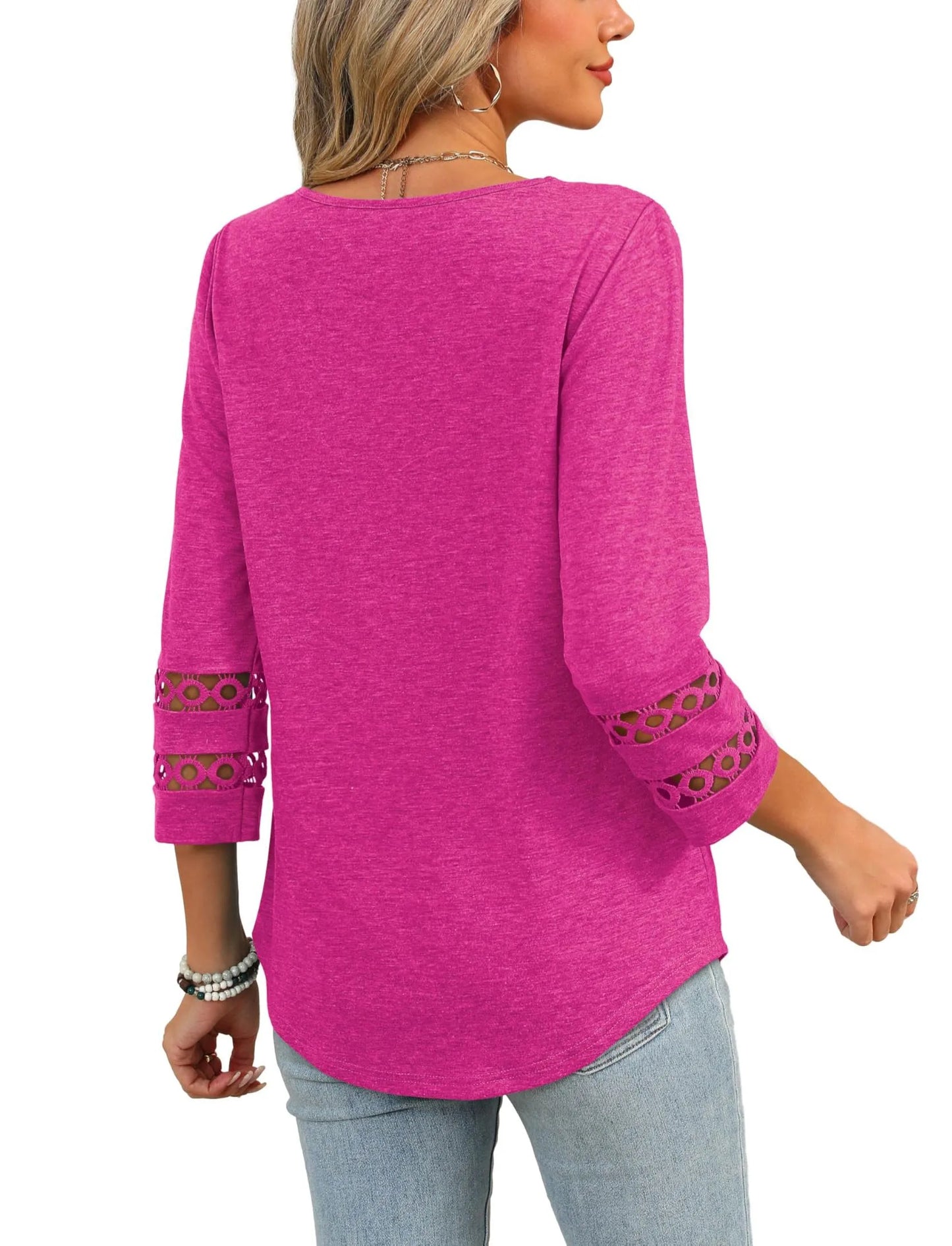Women's 3/4 Length Sleeve Trendy V Neck T-Shirts (Buy 3 Free Shipping)