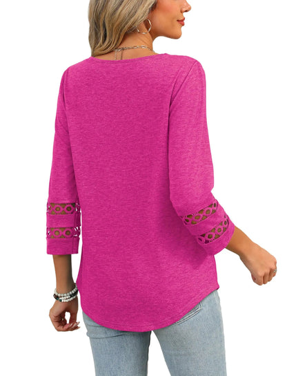 Women's 3/4 Length Sleeve Trendy V Neck T-Shirts (Buy 3 Free Shipping)