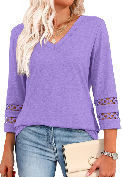 Women's 3/4 Length Sleeve Trendy V Neck T-Shirts (Buy 3 Free Shipping)