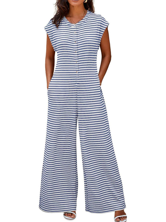 Women's Oversized Striped Sleeveless Jumpsuit (Buy 2 Free Shipping)