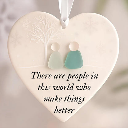 🌊Heart-Shaped Sea Glass Friendship Ornament