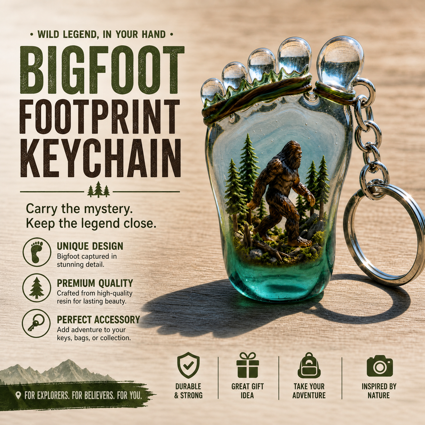 👣👣Bigfoot Forest Footprint Keychain
