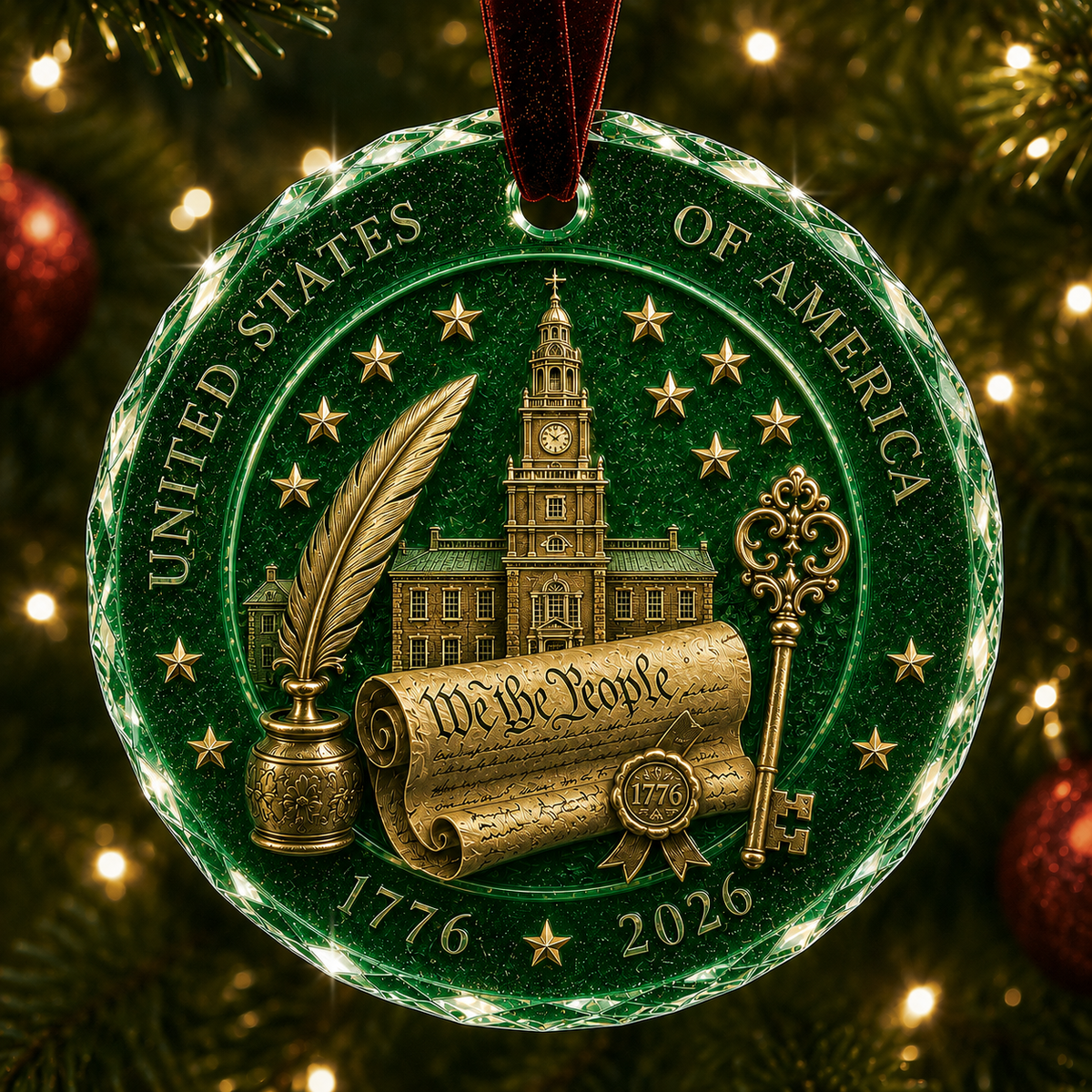 🎄 2026 America 250th Anniversary Christmas Ornament