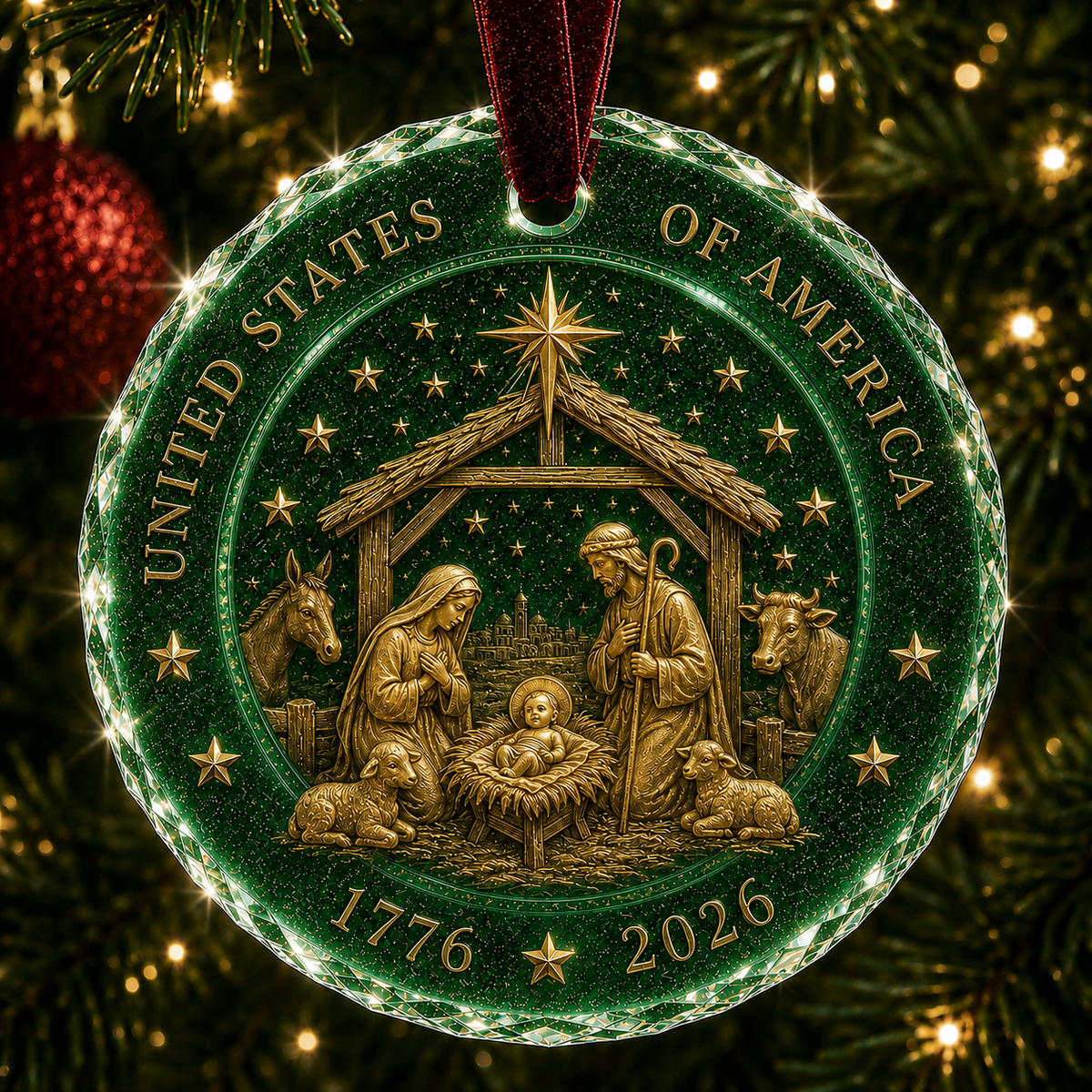 🎄 2026 America 250th Anniversary Christmas Ornament