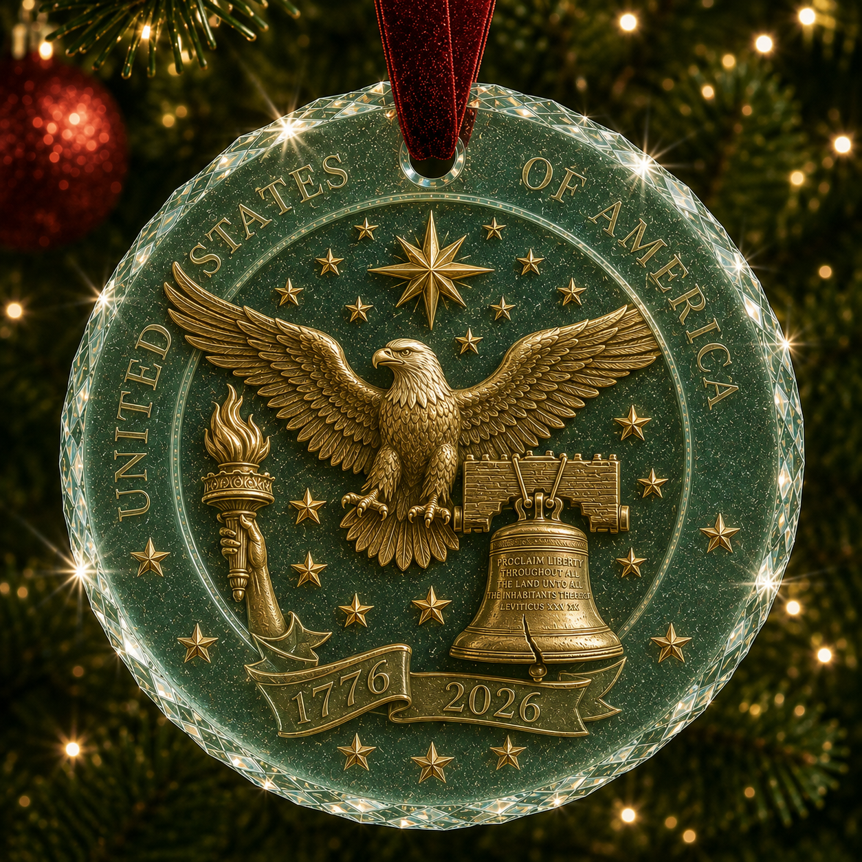 🎄 2026 America 250th Anniversary Christmas Ornament