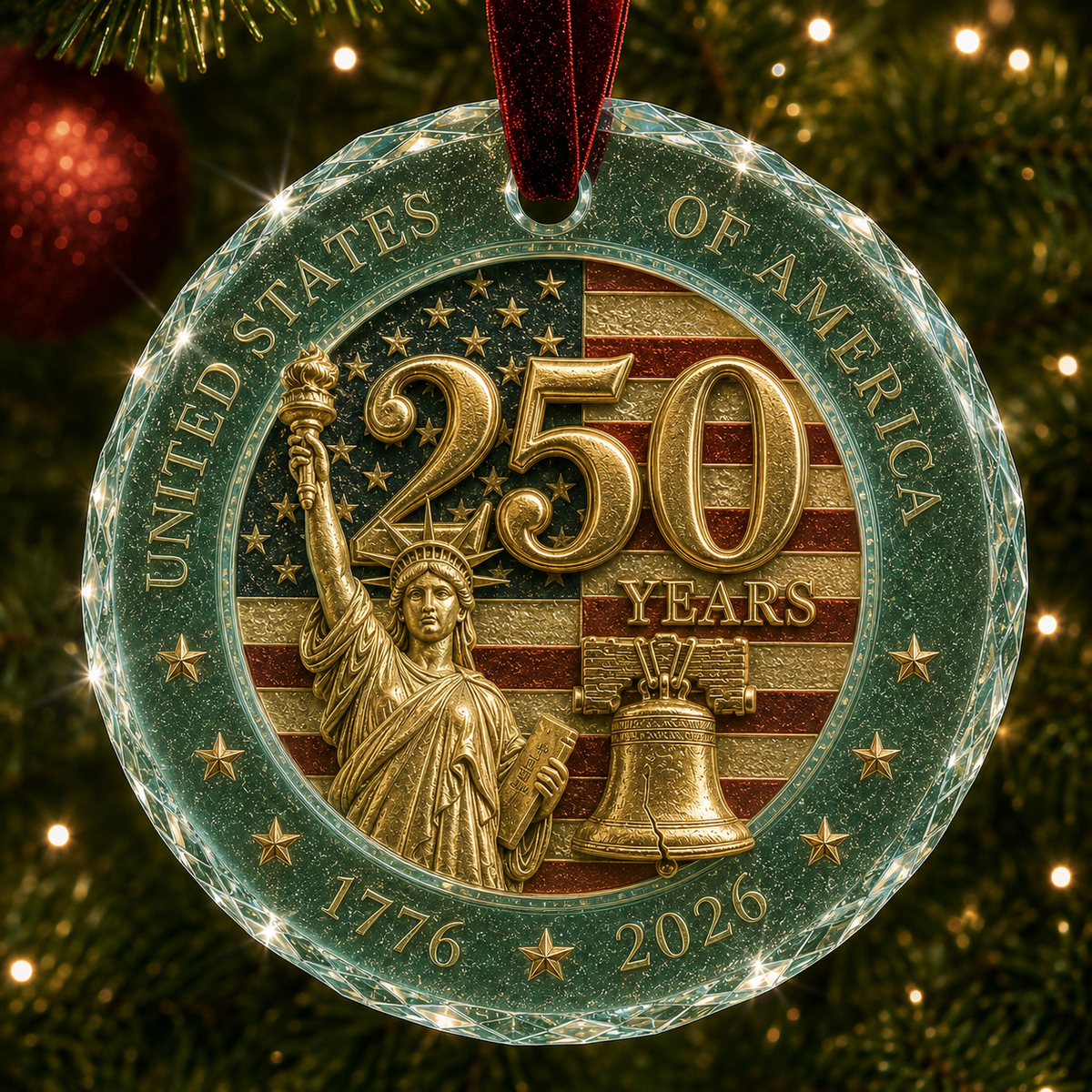 🎄 2026 America 250th Anniversary Christmas Ornament