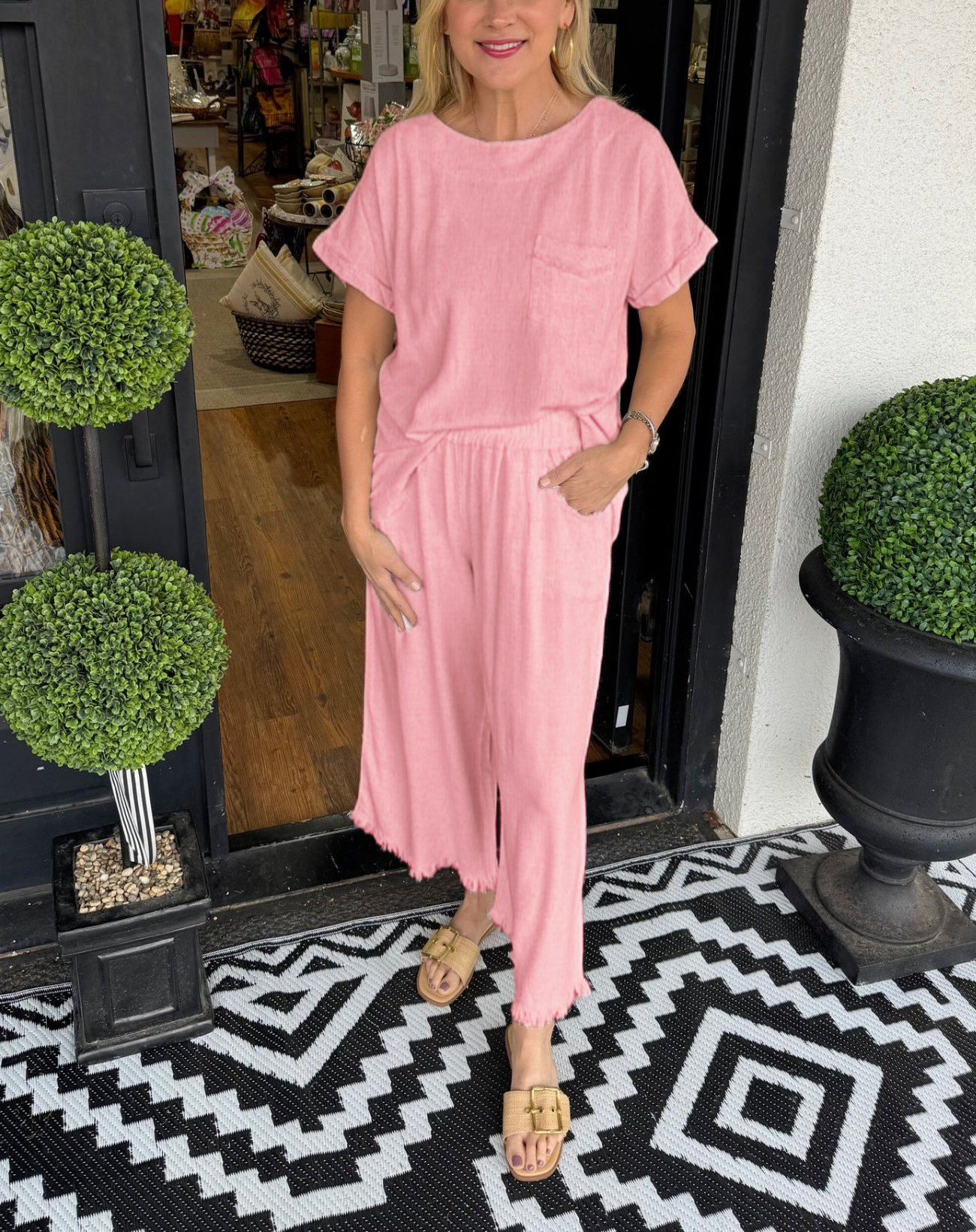 Women's Casual Solid Cotton Linen Lounge Set (Buy 2 Free Shipping)