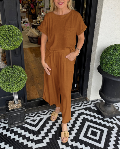 Women's Casual Solid Cotton Linen Lounge Set (Buy 2 Free Shipping)