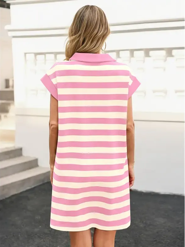 Women's V-neck Striped Shift Dress (Buy 2 Free Shipping)