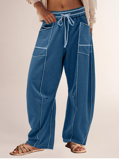 Women's High Waisted Drawstring Wide Leg Baggy Barrel Pants (Buy 2 Free Shipping)
