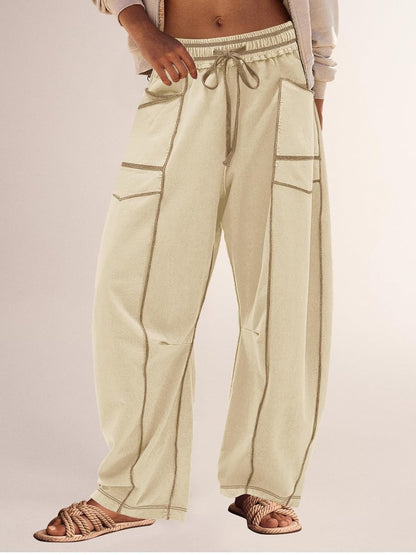 Women's High Waisted Drawstring Wide Leg Baggy Barrel Pants (Buy 2 Free Shipping)