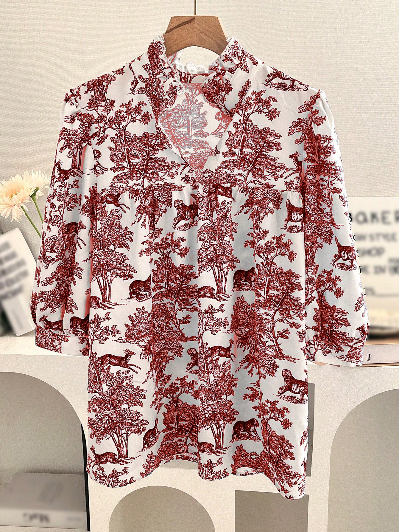 Women's V-neck Ruffle Collar Printed Shirts (Buy 2 Free Shipping)