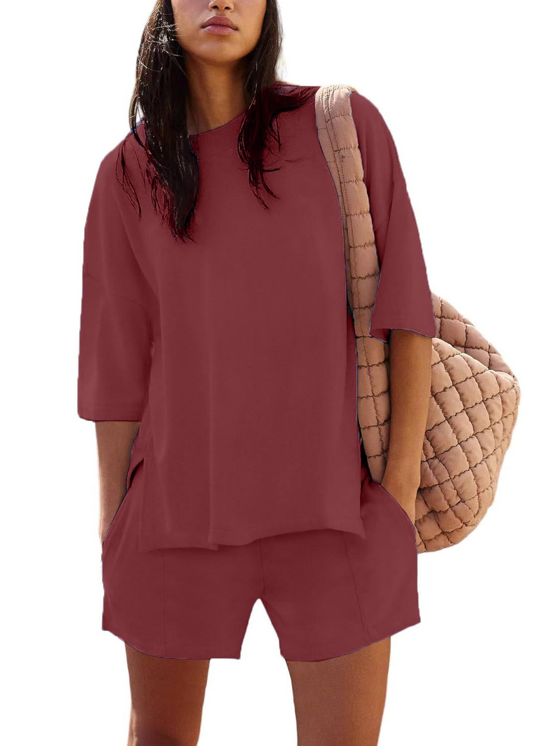 Women's Casual Matching Set with Slit Top and Shorts (Buy 2 Free Shipping)