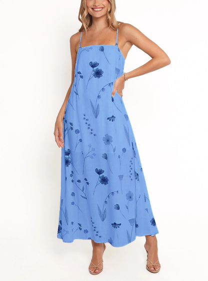 Women's Summer Spaghetti Strap Floral Print Maxi Dress (Buy 2 Free Shipping)