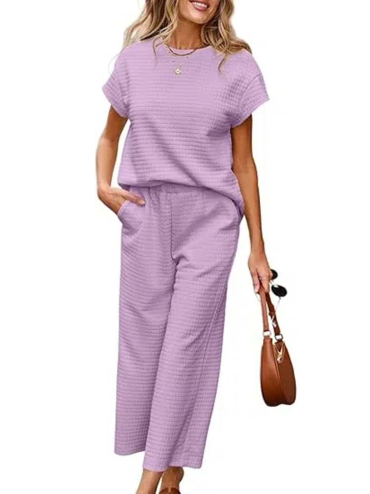 Women's Casual Textured Tops and Wide Leg Pants Lounge Sets (Buy 2 Free Shipping)
